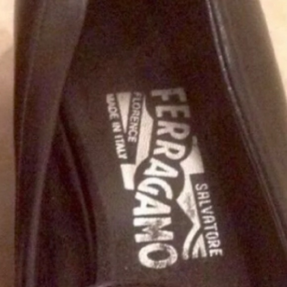 SALVATORE FERRAGAMO Black Leather Loafer Silver Equestrian Horse Bit Detail NICE - Picture 2 of 6